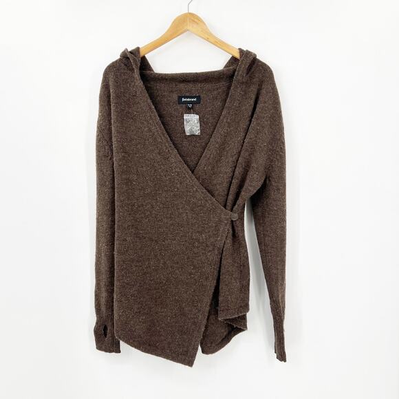 Betabrand Sweaters - Betabrand Wool Alpaca Wrap Hooded Cardigan Brown Size Small / Medium
